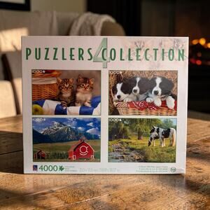 Sure-Lox 4000 Piece Jigsaw Puzzles 4-in-1 Box Set Kittens Puppies Horses Complet